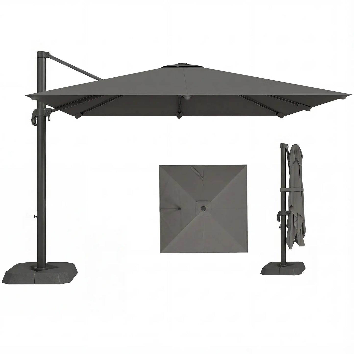 10 FT Outdoor Offset Cantilever Umbrella, Crank Handle, Tilt, 360° Rotation Offset Cantilever Umbrellas at Gallery Canada