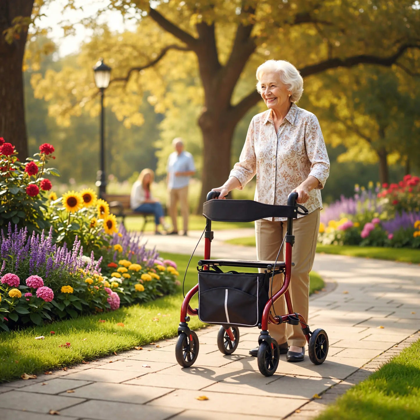 Foldable Rollator Walker With Seat, Adjustable Handles, Red Knee Walker & Wheelchair Ramps at Gallery Canada
