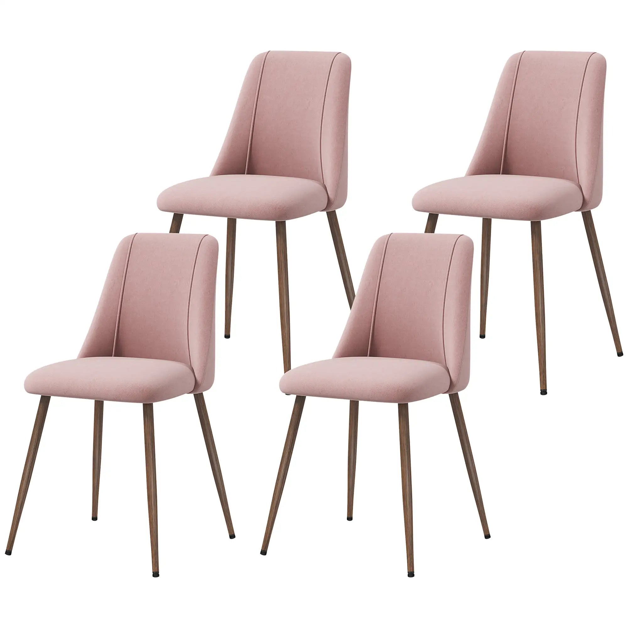 Upholstered Dining Chairs Set of 4, Velvet Accent Chair, Wood Leg, Pink Dining Chairs Pink at Gallery Canada
