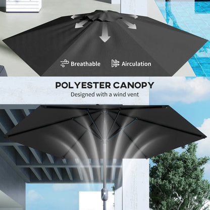 Patio Sun Umbrella, Outdoor Parasol, 6 Ribs, Black Sun Umbrellas at Gallery Canada