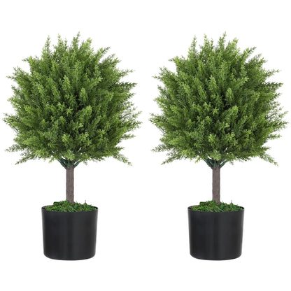 Set of 2 Artificial Cedar Topiary Trees in Pots, Green Artificial Trees at Gallery Canada