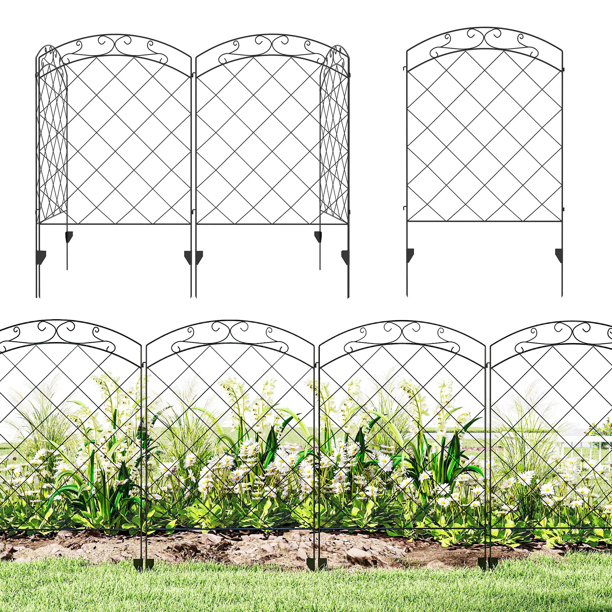 4 Pack Garden Fencing for Yard, Decorative Fence Panels as Animal Barrier and Flower Edging, Circle, Black Garden Fences at Gallery Canada