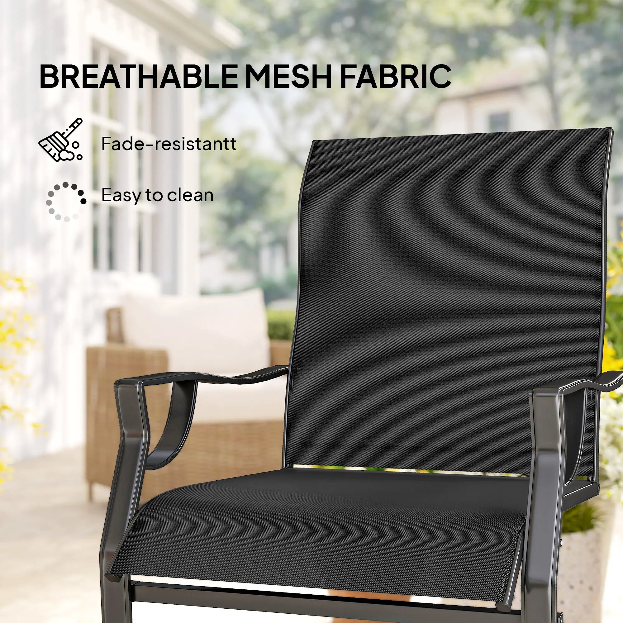 Patio Chairs Set of 2, Curved High Backrest, Armrest, Metal Frame Patio Chairs at Gallery Canada