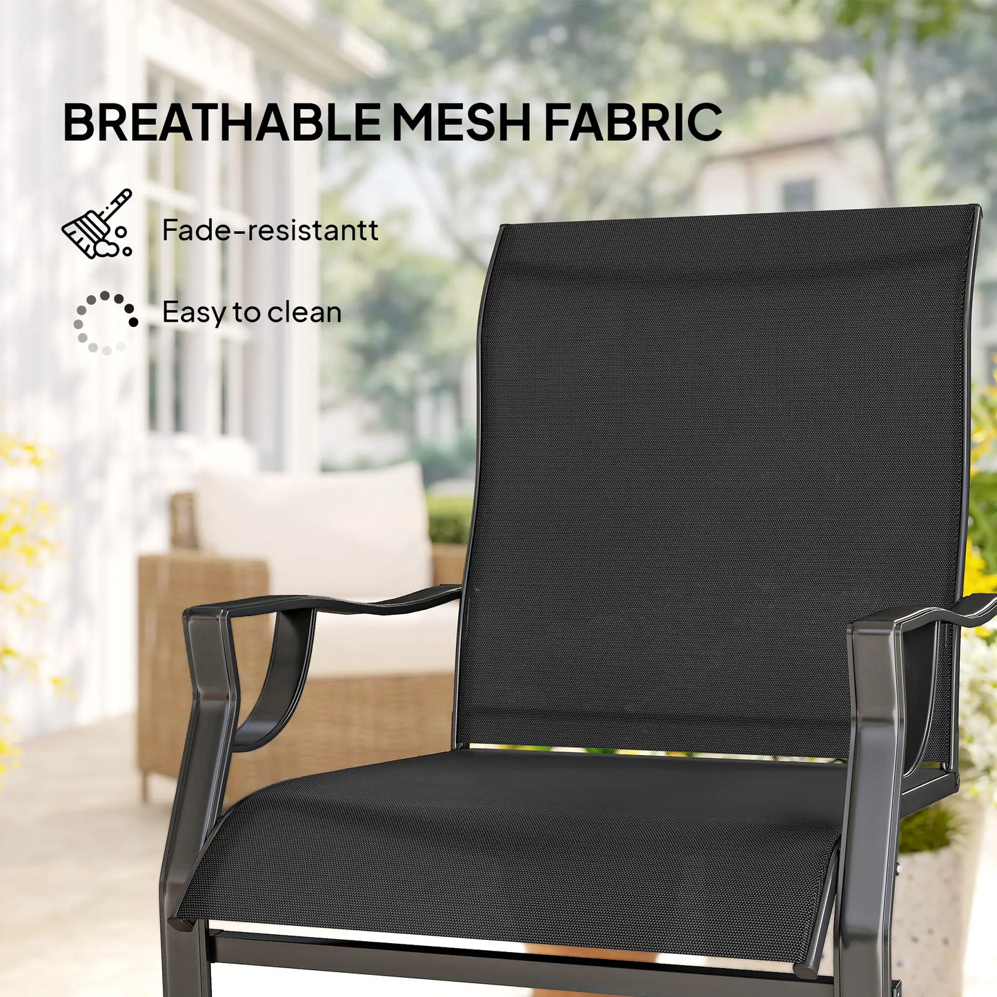 Patio Chairs Set of 2, Curved High Backrest, Armrest, Metal Frame Patio Chairs at Gallery Canada