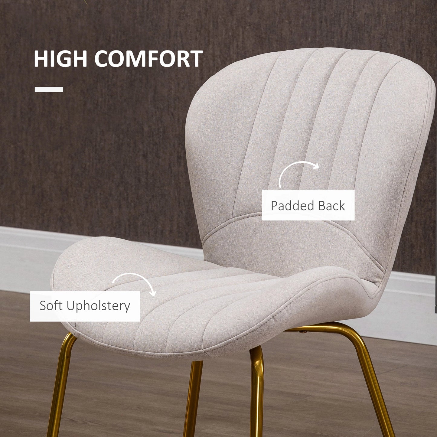 Modern Dining Chairs Set of 2, Cushioned Backrest, Cream White Bar Stools at Gallery Canada