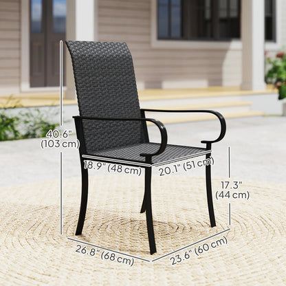 4 Piece PE Rattan Dining Chairs, Steel Frame, Black Patio Chairs at Gallery Canada
