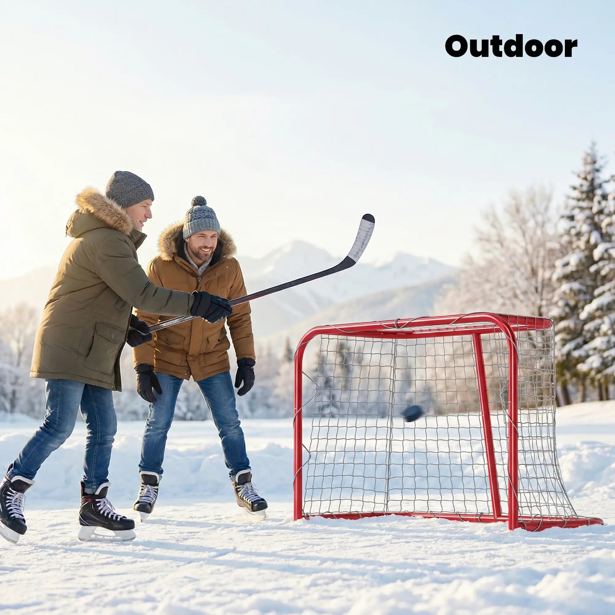 Mini Hockey Goal, 3' x 2', Metal Frame, Lightweight Portable Team Sports Equipment at Gallery Canada