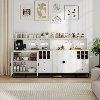 Bar Cabinet with Wine Rack & Glass Holder, White