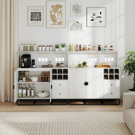 Bar Cabinet with Wine Rack & Glass Holder, White Sideboards Cabinets & Buffets White at Gallery Canada