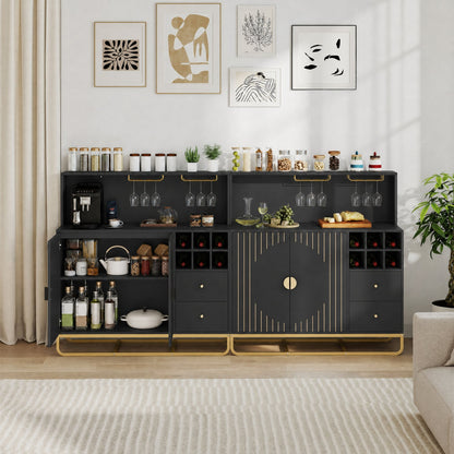 Armoire de bar à domicile avec porte-bouteilles de vin, porte-verres, noir