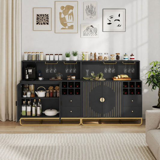 Home Bar Cabinet with Wine Rack, Glass Holder, Black Sideboards Cabinets & Buffets Black at Gallery Canada