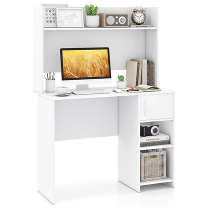 Home Office Desk With Display Shelf, 2 Open Shelves, White Computer Desks at Gallery Canada
