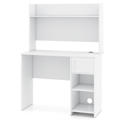 Home Office Desk With Display Shelf, 2 Open Shelves, White Computer Desks at Gallery Canada