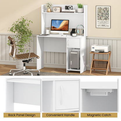 Home Office Desk With Display Shelf, 2 Open Shelves, White Computer Desks at Gallery Canada