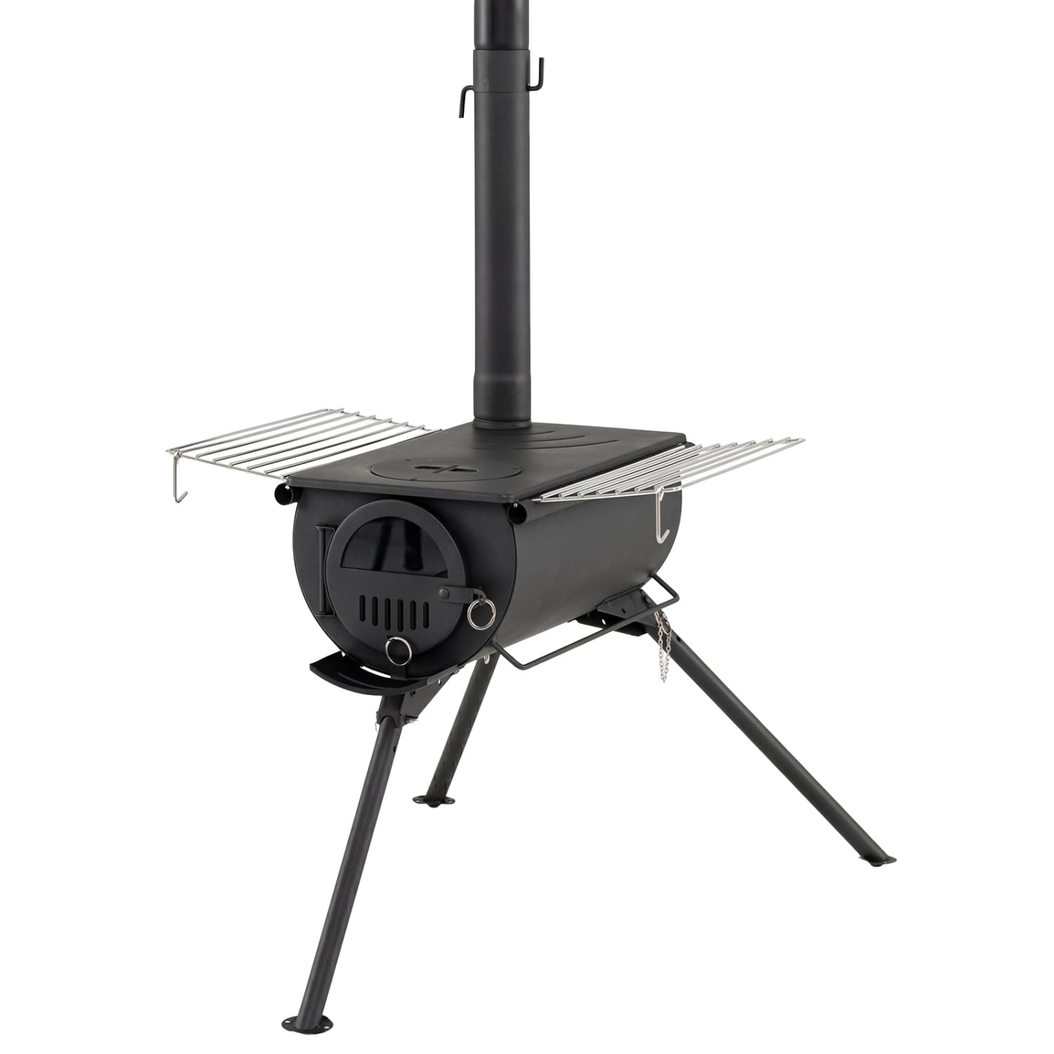 Tent Stove With Chimney Pipes, Foldable Legs, Black Outdoor Grills Black at Gallery Canada