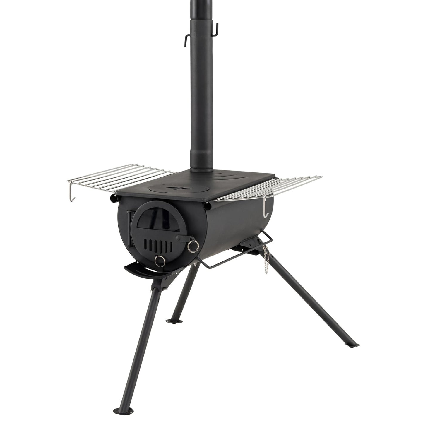 Tent Stove With Chimney Pipes, Foldable Legs, Black Outdoor Grills Black at Gallery Canada