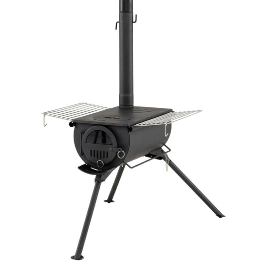 Tent Stove With Chimney Pipes, Foldable Legs, Black Outdoor Grills Black at Gallery Canada