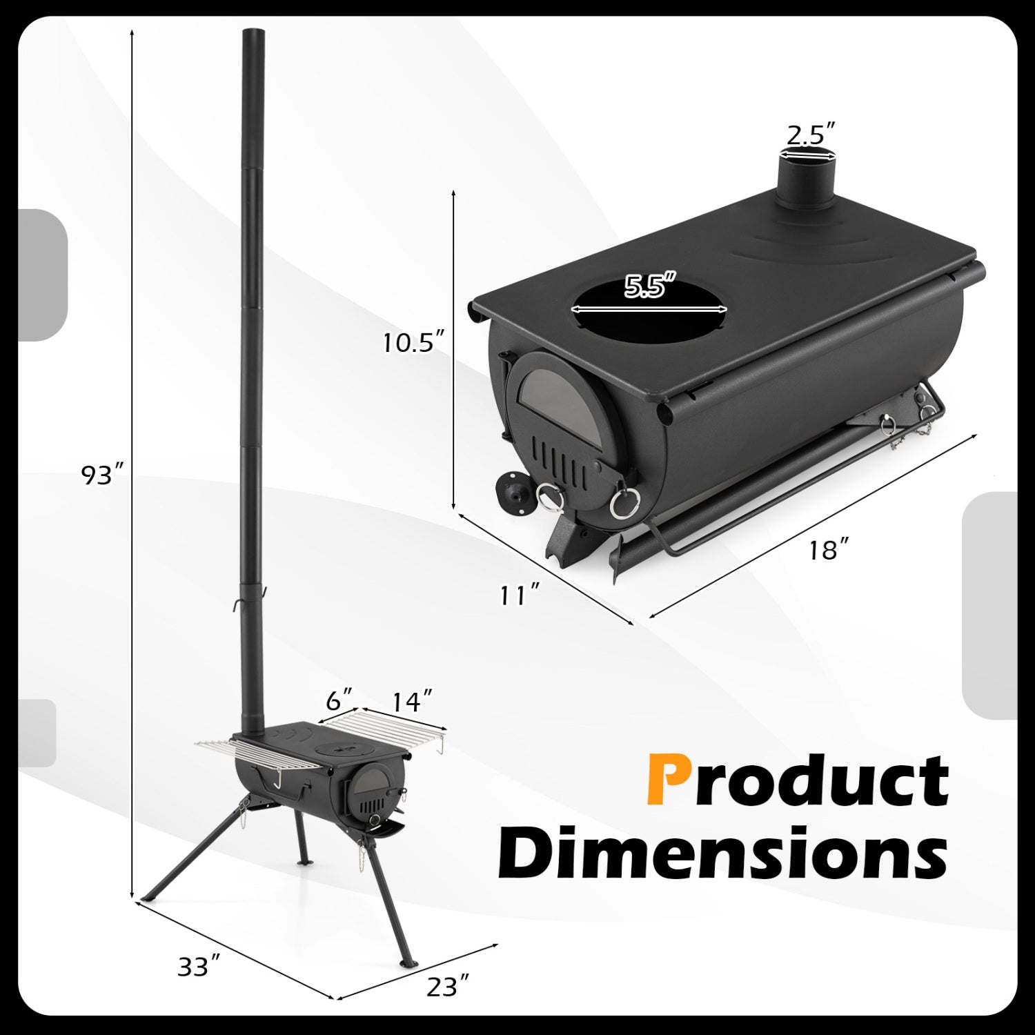 Tent Stove With Chimney Pipes, Foldable Legs, Black Outdoor Grills at Gallery Canada