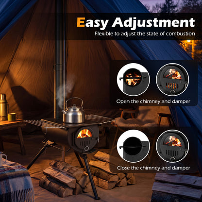 Tent Stove With Chimney Pipes, Foldable Legs, Black Outdoor Grills at Gallery Canada
