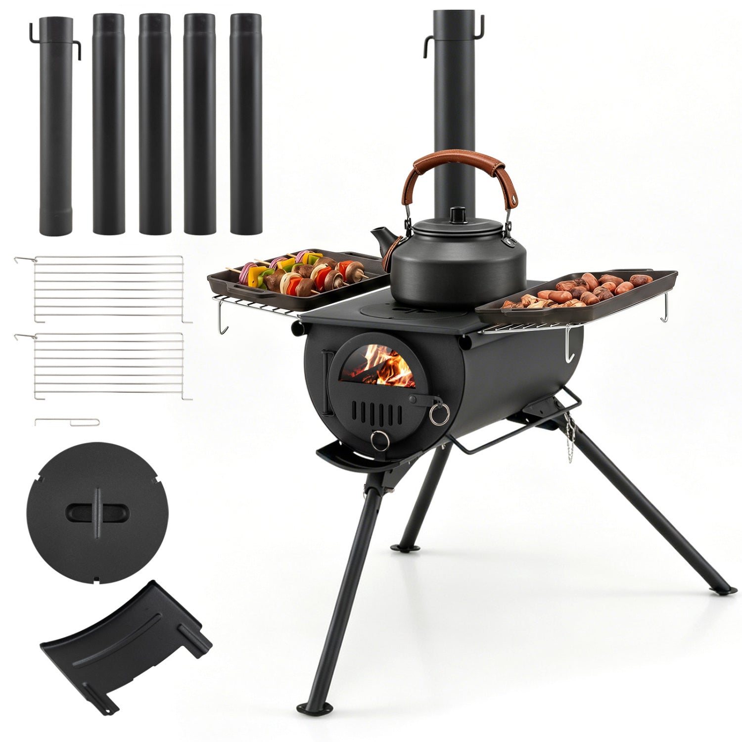 Tent Stove With Chimney Pipes, Foldable Legs, Black Outdoor Grills at Gallery Canada