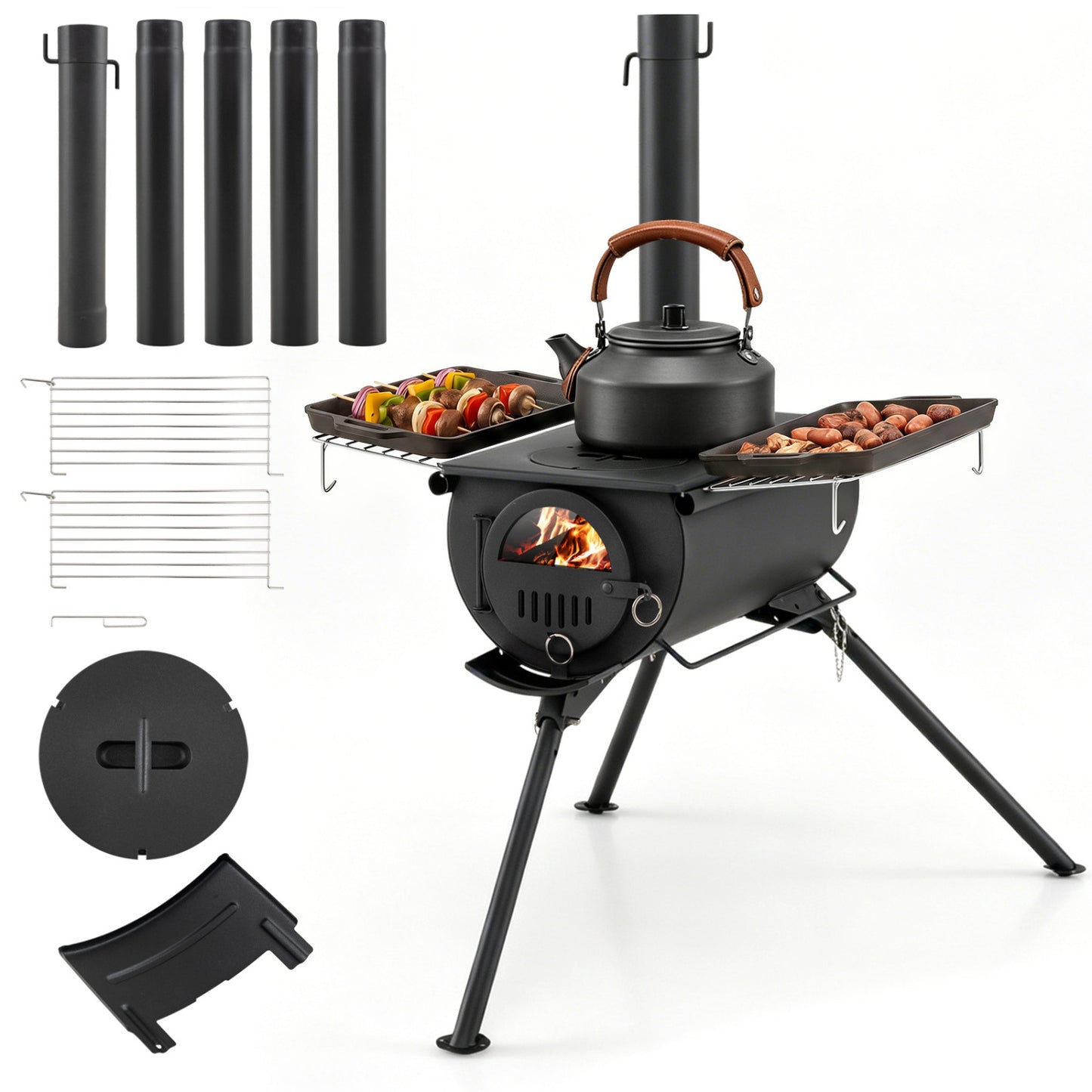 Tent Stove With Chimney Pipes, Foldable Legs, Black Outdoor Grills at Gallery Canada