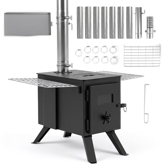Hot Tent Stove With Ash Tray, 8.4 Ft, Black Outdoor Grills Black at Gallery Canada