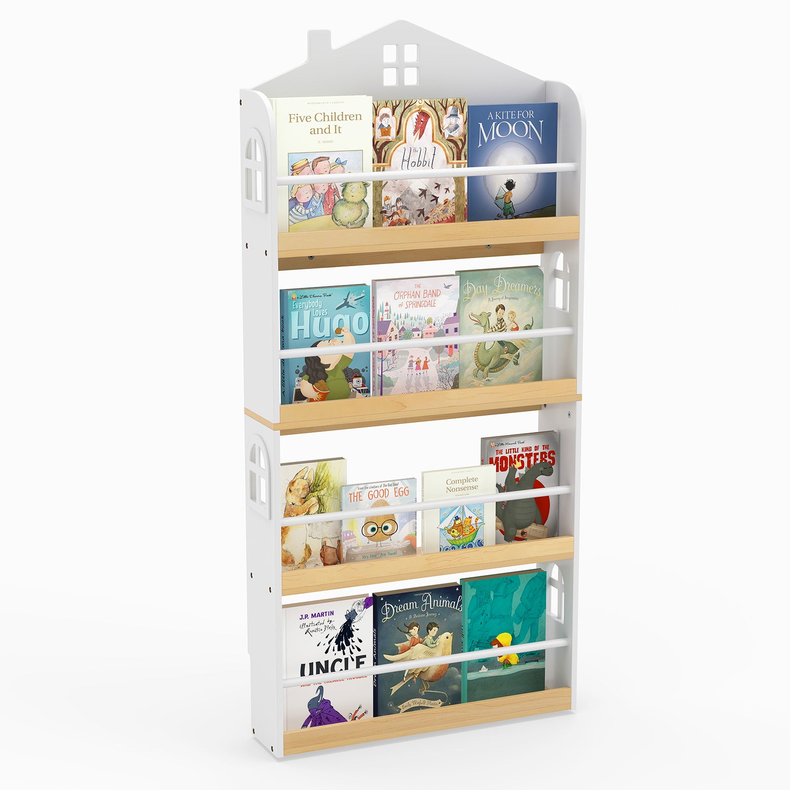 House-Shaped Kids Bookshelf with Anti-falling Baffles, White Kids Storage at Gallery Canada