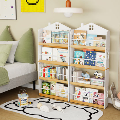 House-Shaped Kids Bookshelf with Anti-falling Baffles, White Kids Storage at Gallery Canada