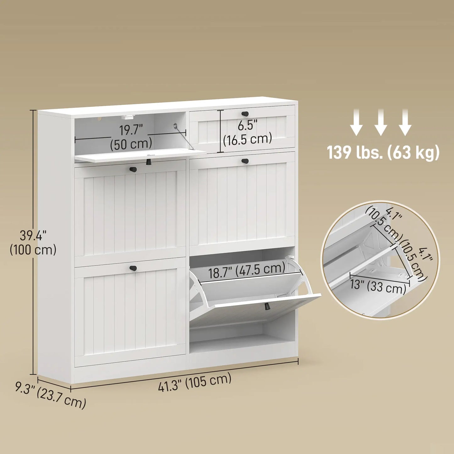 Shoe Cabinet With 2 Flip Drawers, Farmhouse Narrow Storage, White Shoe Storage Cabinets & Racks at Gallery Canada