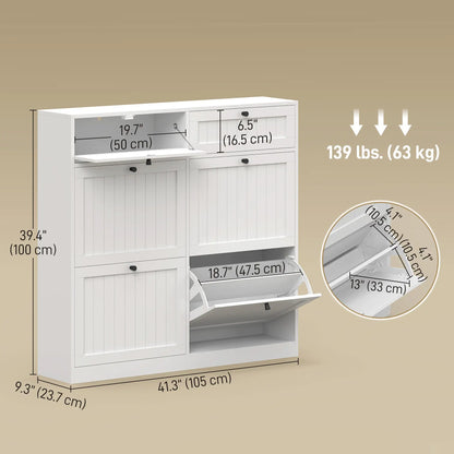 Shoe Cabinet With 2 Flip Drawers, Farmhouse Narrow Storage, White Shoe Storage Cabinets & Racks at Gallery Canada