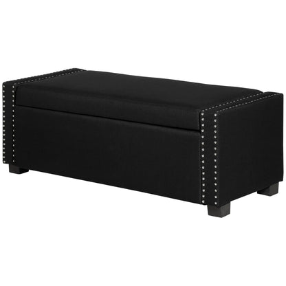 Flip Top Storage Bench, Upholstered Ottoman, 48L, Dark Grey Storage Ottomans & Benches at Gallery Canada