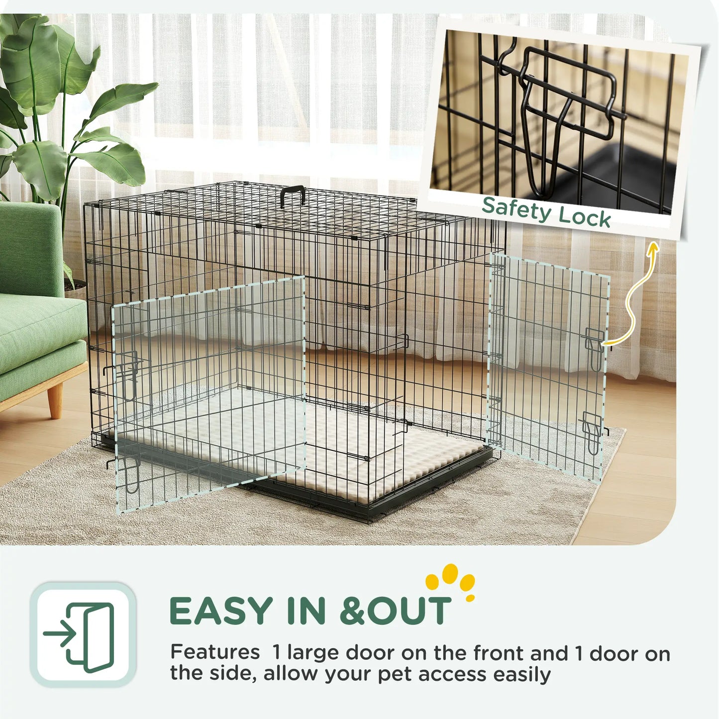 41" Folding Metal Dog Crate, 2 Doors, Removable Tray, Black Houses, Kennels & Pens at Gallery Canada