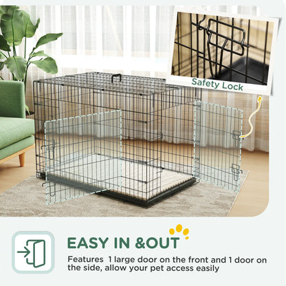 41" Folding Metal Dog Crate, 2 Doors, Removable Tray, Black Houses, Kennels & Pens at Gallery Canada