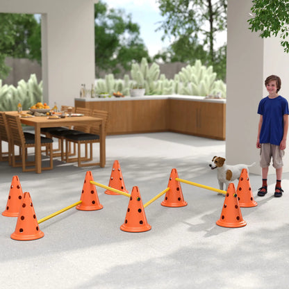 Dog Agility Hurdle Set, Adjustable Obstacle Course, 8 Cones 8 Poles, Orange Dog Agility Training Equipment at Gallery Canada