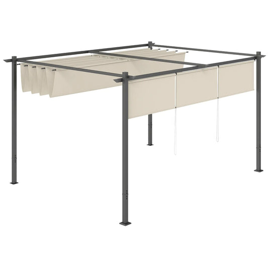 10' x 12' Retractable Pergola Canopy, Wall Mounted or Free Standing, UPF30+ Pergolas Beige at Gallery Canada