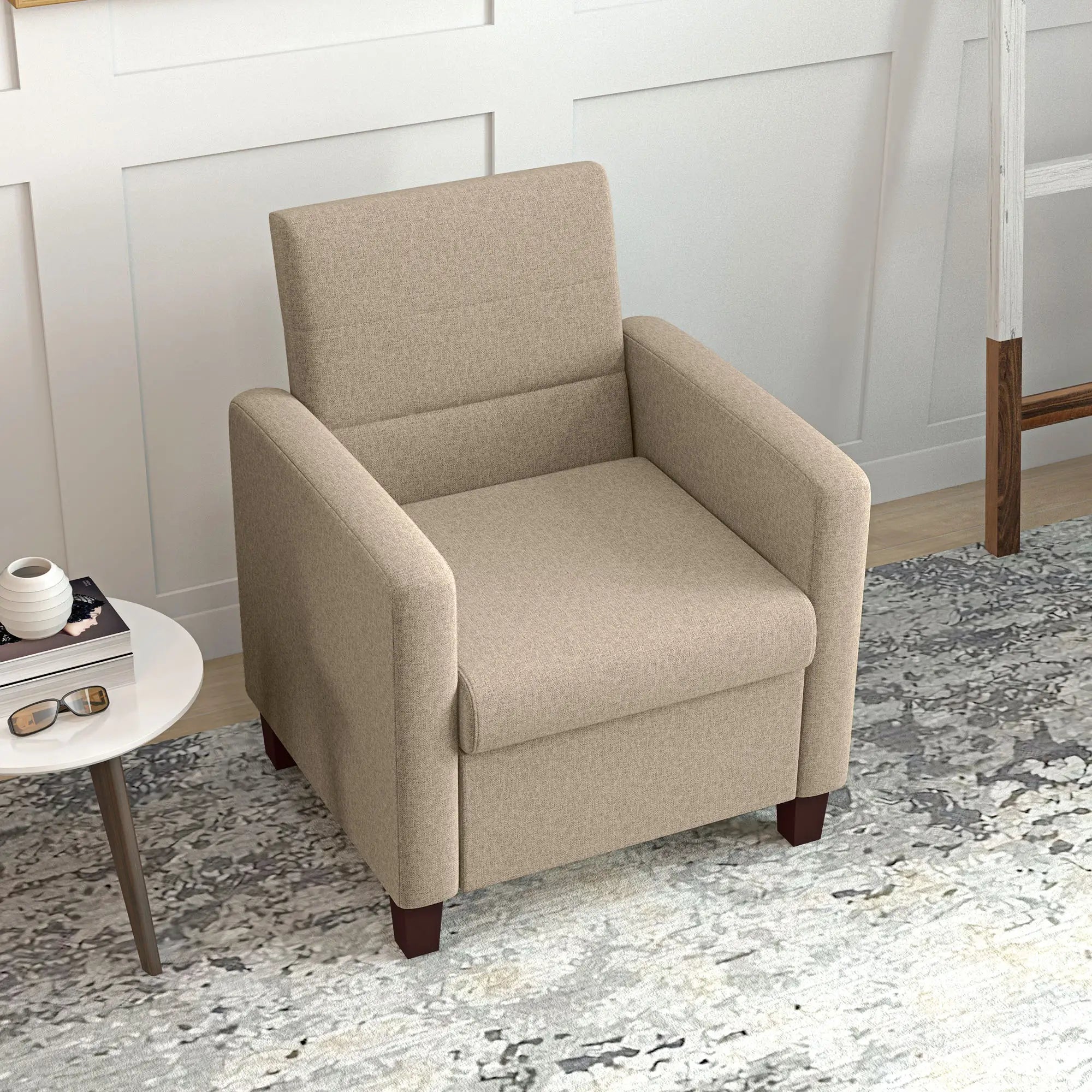 Modern Fabric Accent Chair, with Seat Cushion, Light Brown Accent Chairs at Gallery Canada
