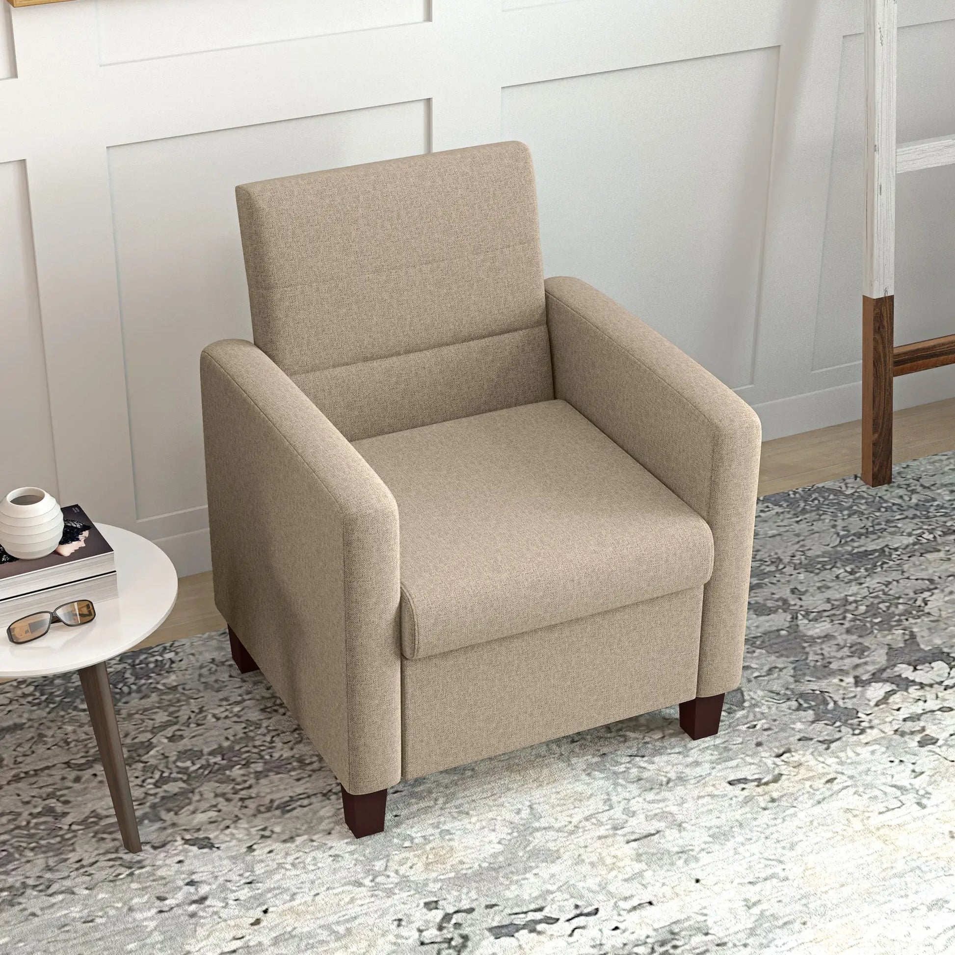 Modern Fabric Accent Chair, with Seat Cushion, Light Brown Accent Chairs at Gallery Canada