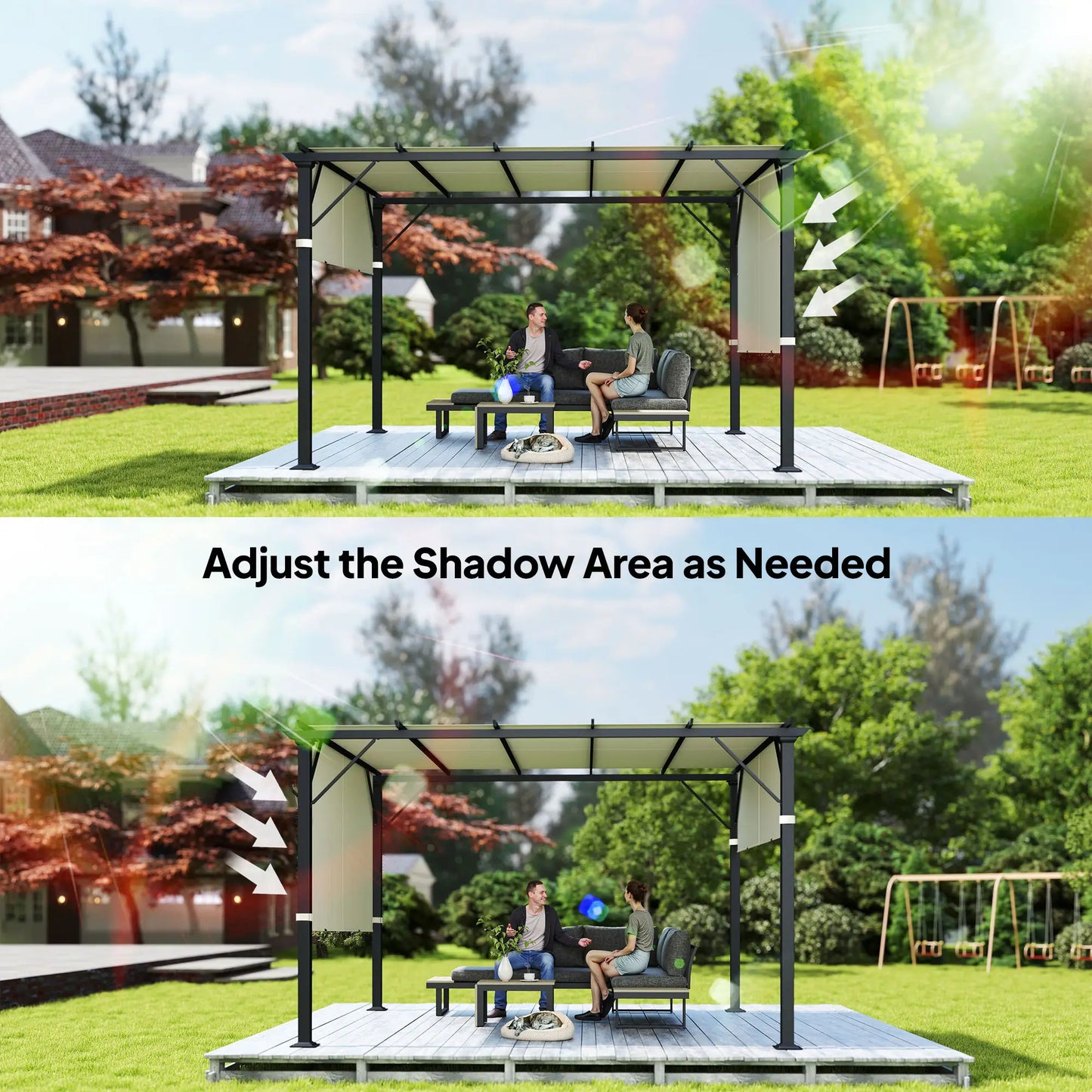 2 Pcs UV Protection Pergola Canopy, 10' x 10', Cream White Gazebo Canopy Replacement at Gallery Canada
