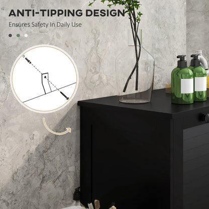 Tilt Out Laundry Cabinet, 2 Baskets, 2 Louvered Doors, Black Bathroom Cabinets at Gallery Canada