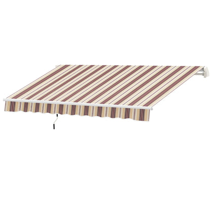 10' x 8' Manual Retractable Awning, Sun Shade Canopy, Aluminum Frame, UV Protection, Red Stripe, Red Deck Awnings at Gallery Canada
