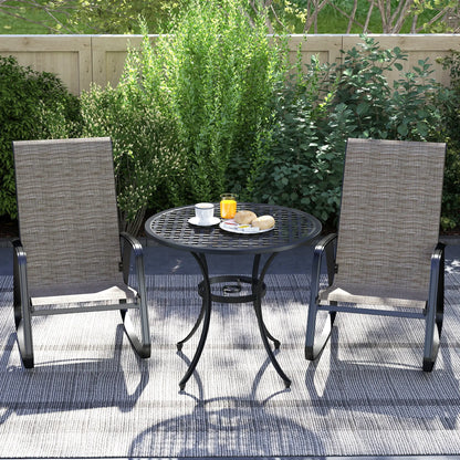 Set of 2 Patio Rocking Chairs, High Backrest, Armrests, Light Brown Outdoor Rocking Chairs at Gallery Canada