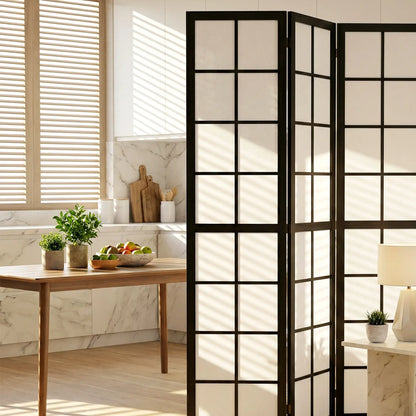 6 Panel Room Divider, 5.6 ft, Folding Wall Partition, Black Room Dividers at Gallery Canada