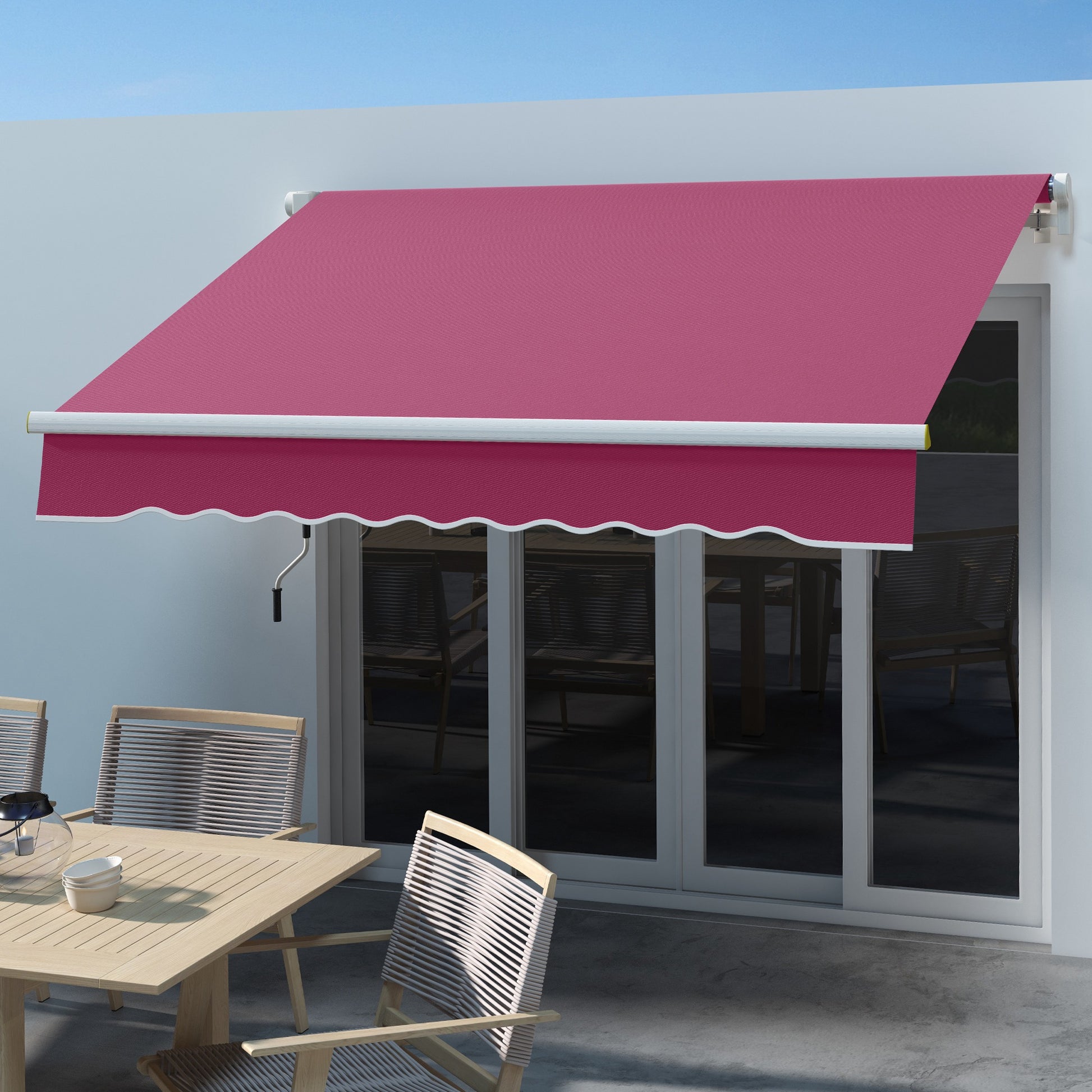 8' x 6.5' Manual Retractable Awning with LED Lights, Aluminum Sun Canopies for Patio Door Window, Wine Red at Gallery Canada