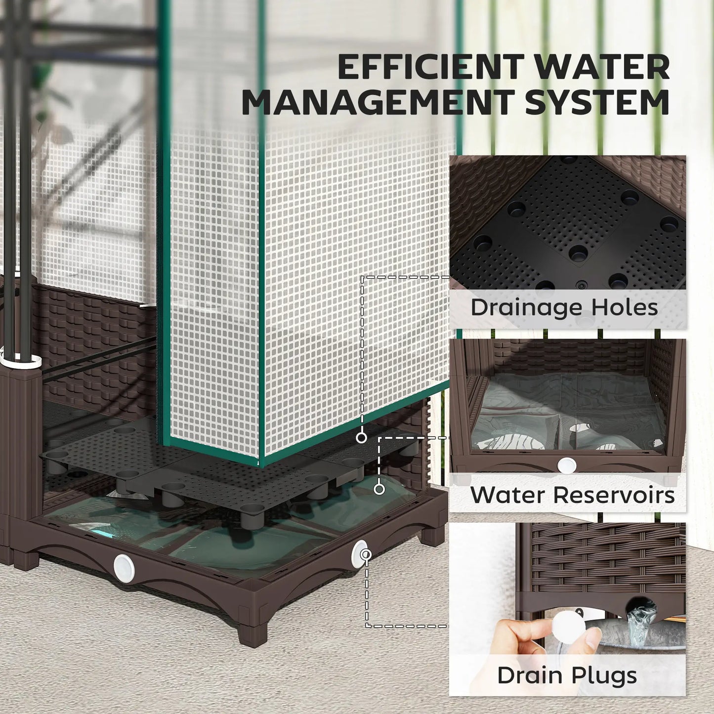 Raised Garden Bed Kit with Trellis, PE Cover, Zipper Door, 31.5 x 15.7 x 48.8 Inch, Brown Raised Garden Beds at Gallery Canada