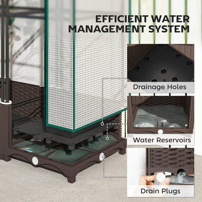 Raised Garden Bed Kit with Trellis, PE Cover, Zipper Door, 31.5 x 15.7 x 48.8 Inch, Brown Raised Garden Beds at Gallery Canada