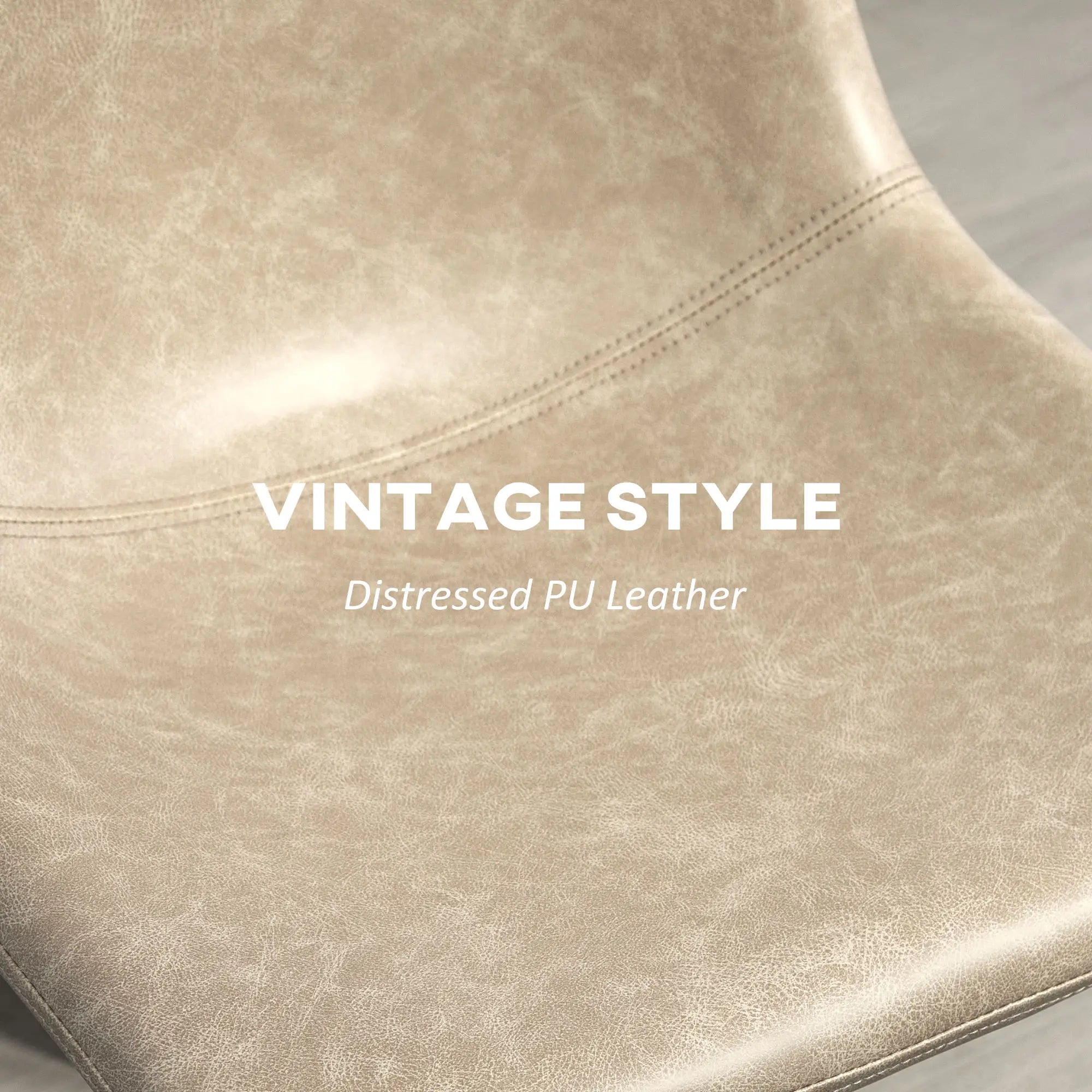 Vintage PU Leather Bar Stools Set of 2, Kitchen Stool with Footrest, Beige Bar Stools at Gallery Canada