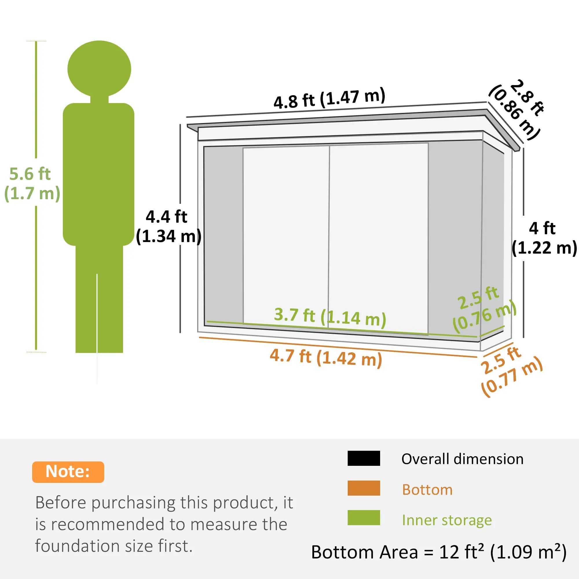 5' x 3' Metal Garden Storage Shed, Tool House, Double Doors Sheds at Gallery Canada
