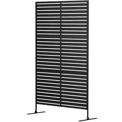 Decorative Outdoor Privacy Panel, Freestanding Metal Divider, Black