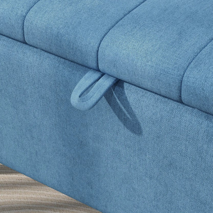 40" Ottoman with Storage, Linen Upholstered Bench, Dark Blue Storage Ottomans & Benches at Gallery Canada