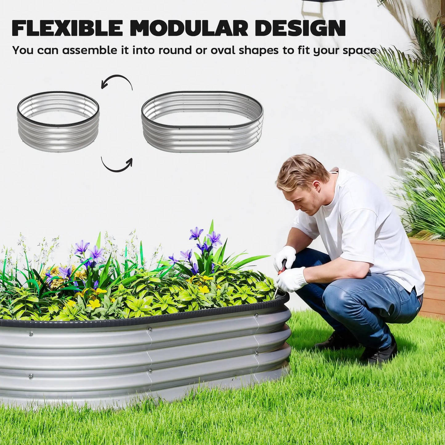 2Pcs Galvanized Raised Garden Bed, 4 X 3 X 1 Ft, Silver Galvanized Planter Boxes at Gallery Canada